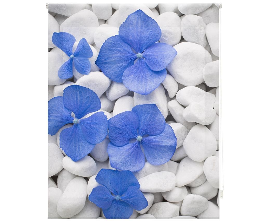 Jaluzea tip rulou Pebbles and Flowers 120x180 cm - BlinDECOR, Albastru,Gri & Argintiu de la BlinDECOR